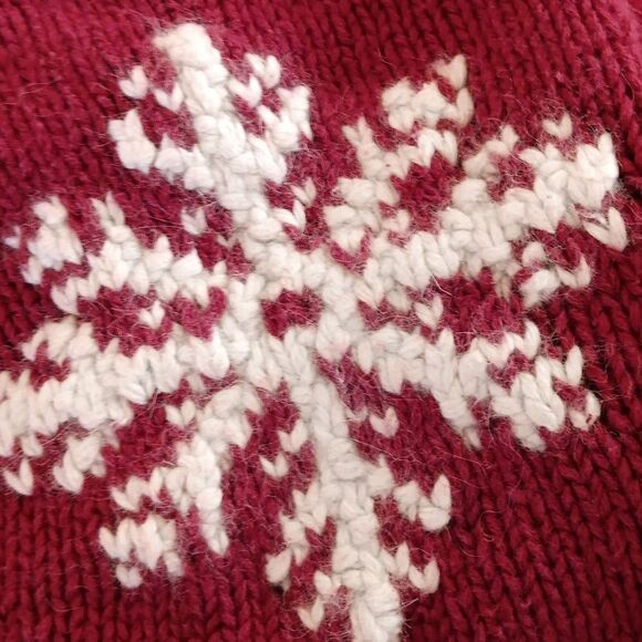 Eddie Bauer Vintage Nordic Red Cardigan Sweater. Holiday, Winter, Snowflakes - Picture 10 of 10